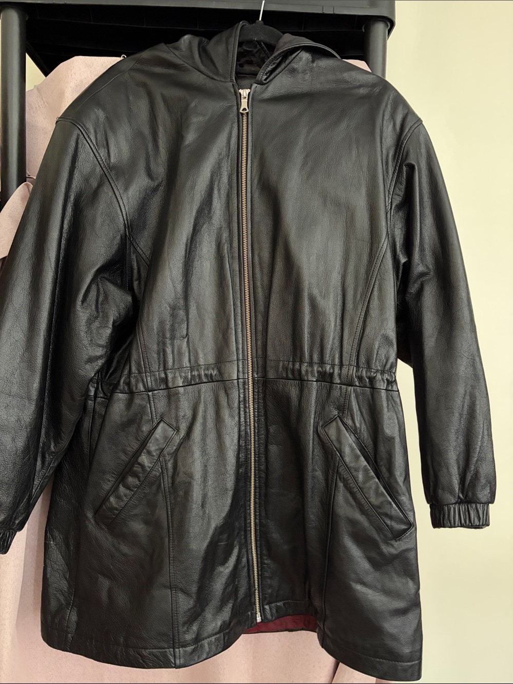 Wilsons Leather Black Hooded Women's Leather Jacket